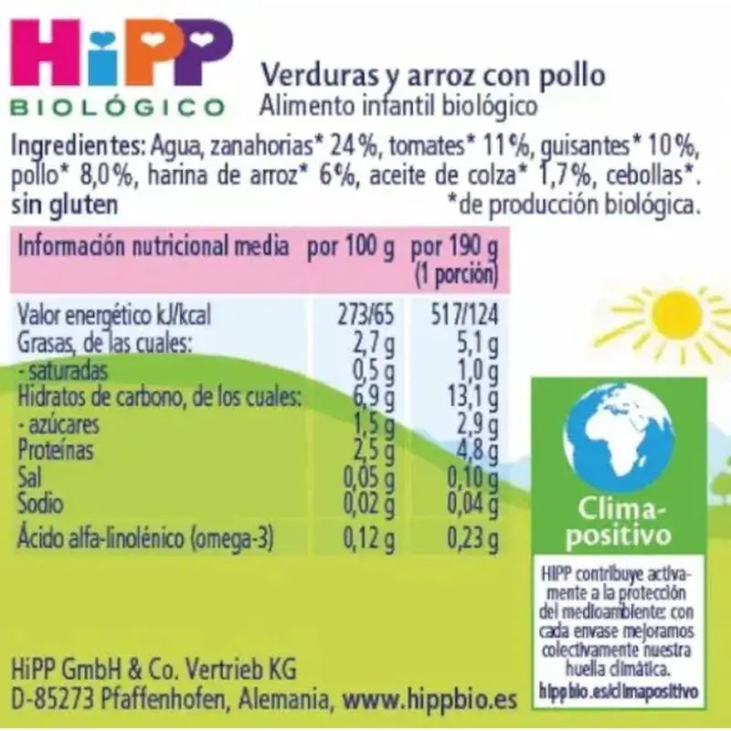 Hipp Bio-Gemüse-Reis-Kuchen mit Hähnchen, 190 G