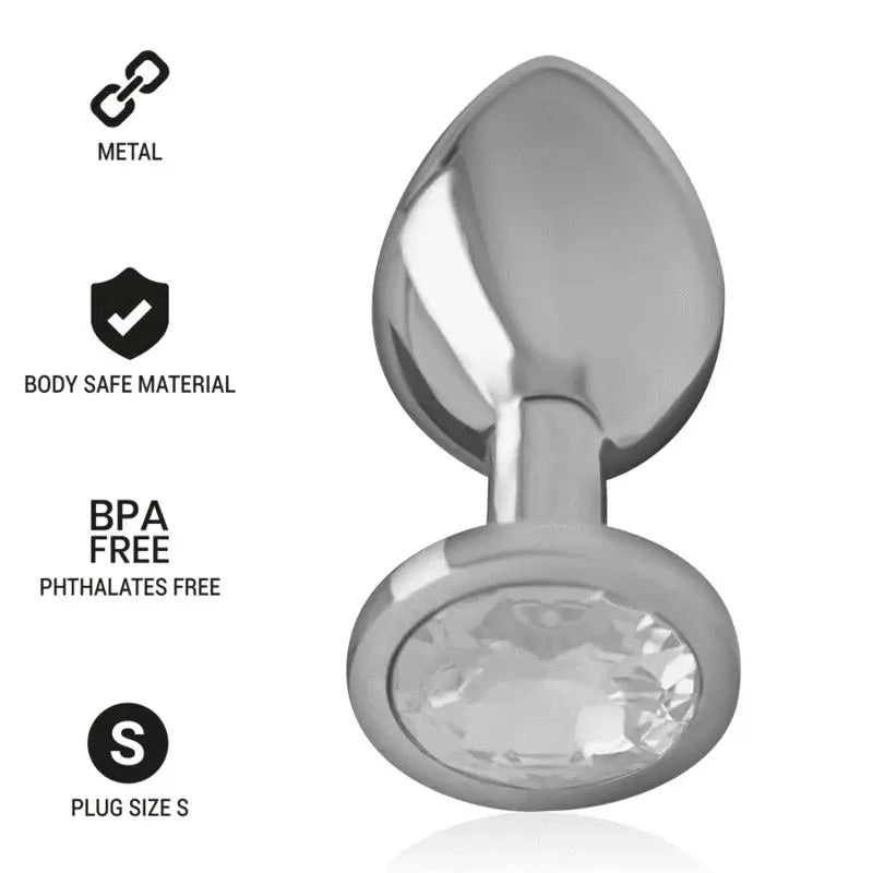 Intense Anal Plug Metal Aluminium With Crystal Silver Size S