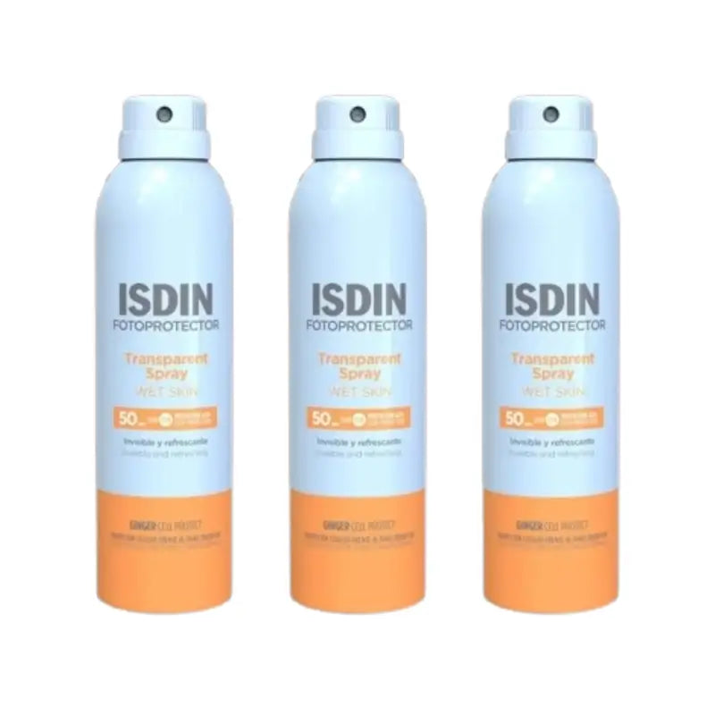 Isdin Transparent Transparentes Spray Nasse Haut Spf50, 3X250 Ml