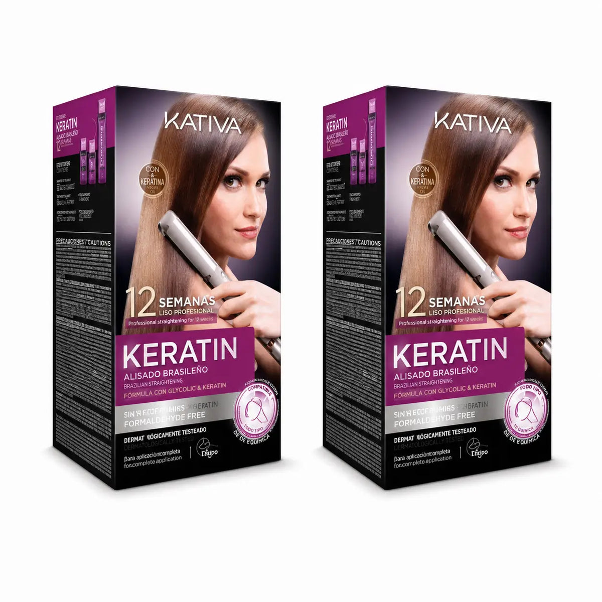 Kativa Kit Keratin – Brasilianische Express-Haarglättung Veg, 2er-Pack