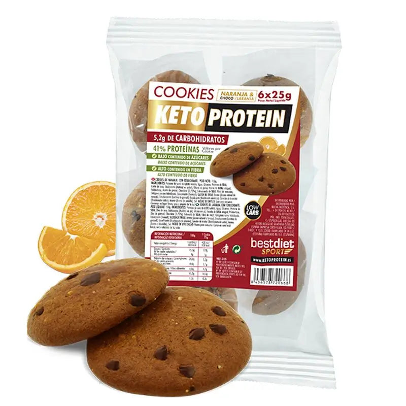 Keto Protein Kekse Kekse Orange & Schoko, 6x25 g