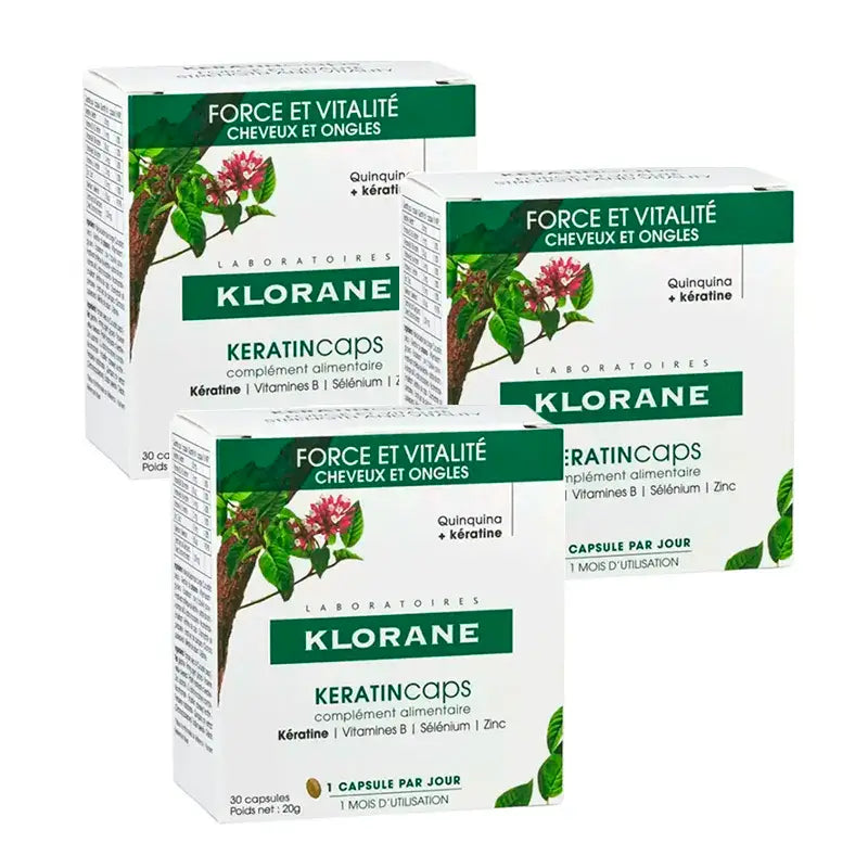 Klorane Keratincaps, Packung 3 x 30 Kapseln