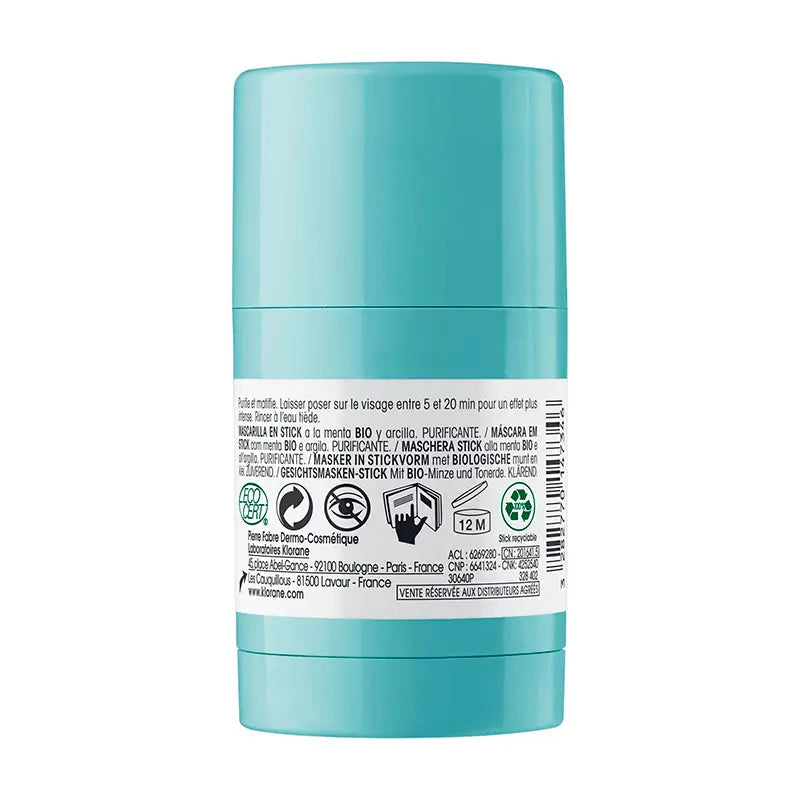 Klorane Bio Aquatische Minze und Tonerde Stick Maske 25g