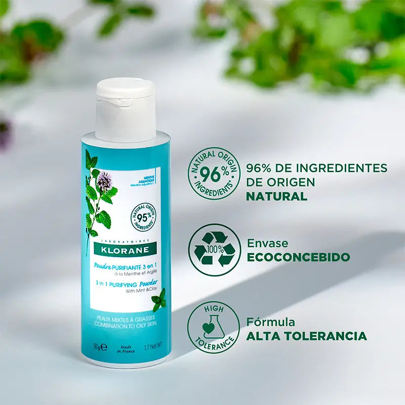 Klorane 3 In 1 Reinigungspulver mit Bio-Wasserminze 50 g