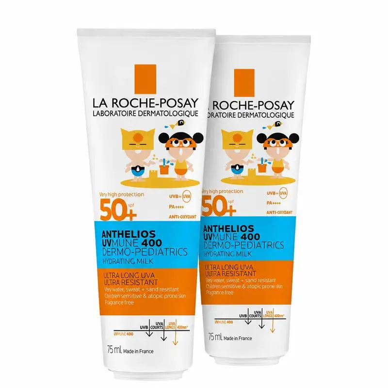La Roche-Posay Anthelios Dermo-Pediatrics Feuchtigkeitsmilch SPF 50+ Kindersonnenschutz Packung 2 x 250 ml