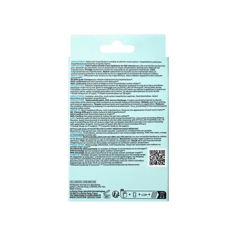 La Roche-Posay Effaclar Duo+M Unsichtbare Pflaster gegen Unreinheiten und Hautunreinheiten, 22 Stück