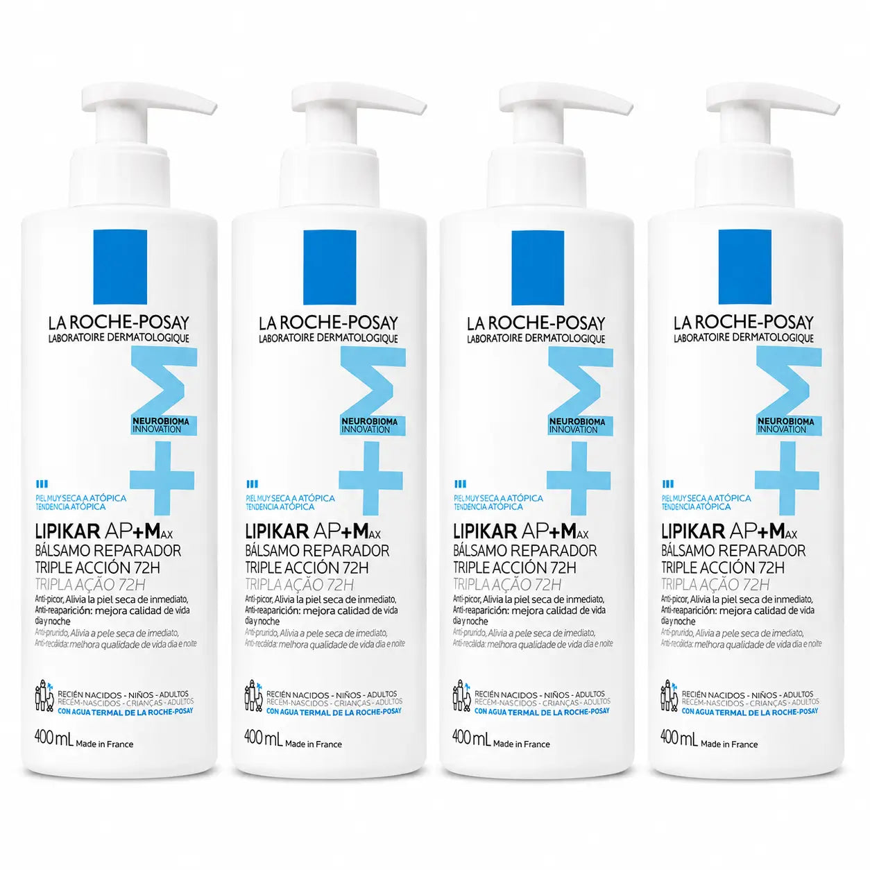 La Roche Posay Lipikar Baume Ap+M, Packung 4 x 400 ml