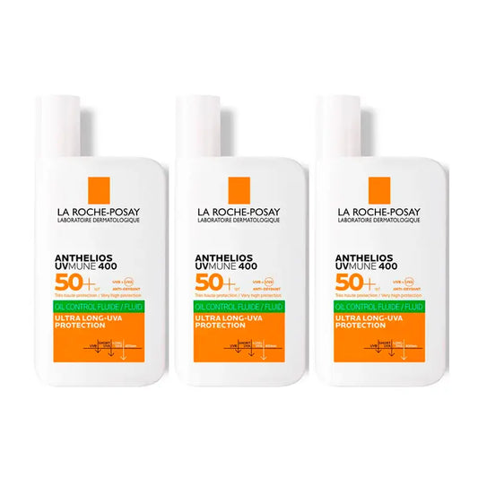 La Roche Posay Triplo Anthelios Uv-Mune 400 Oil Control Invisible Fluid Spf50+ Farbe frei, 3 X 50 Ml