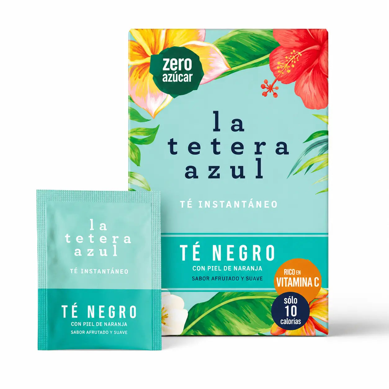 La Tetera Azul Schwarzer Tee mit Mango-Geschmack. Kalter Aufguss Pulver Schachtel mit 10 Beuteln