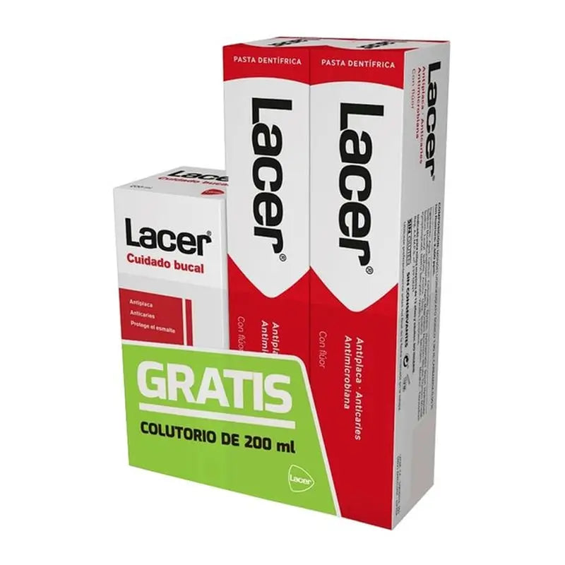 Lacer Kit 2 Zahnpasta, 125 ml + Lacer Mundspülung, 200 ml