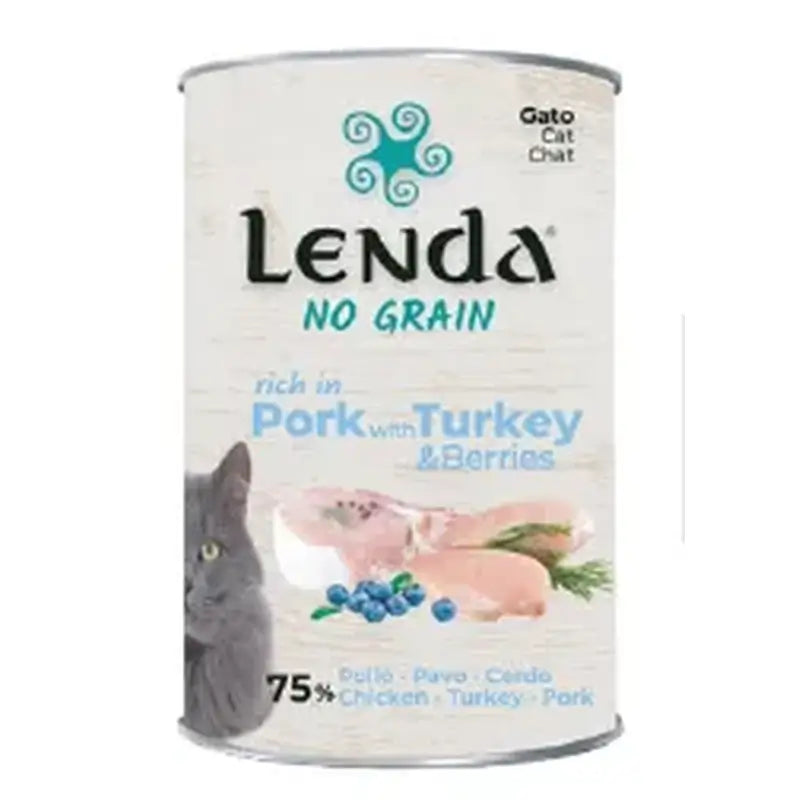 Lenda Wet Cat Schweinefleischpastete mit Pute und Preiselbeeren, 12x400 g