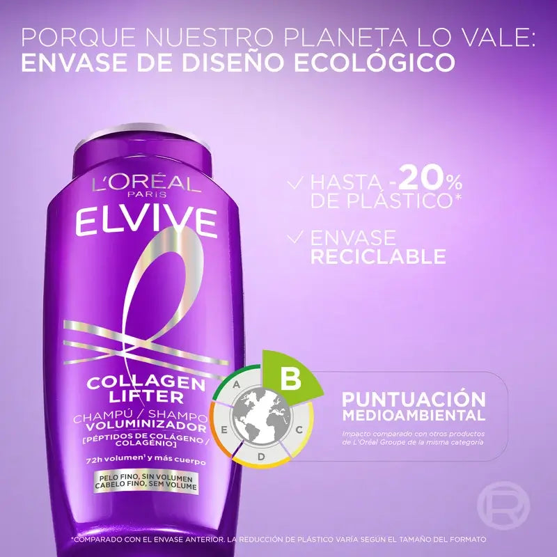 L'Oréal Paris Elvive Volumising Shampoo, mit Kollagen-Peptiden, 700 ml