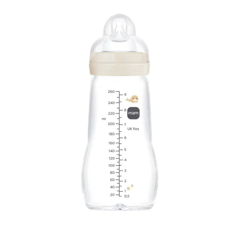 Mam Baby Babyflasche Glas Feel Good Neutral Matt, 260Ml