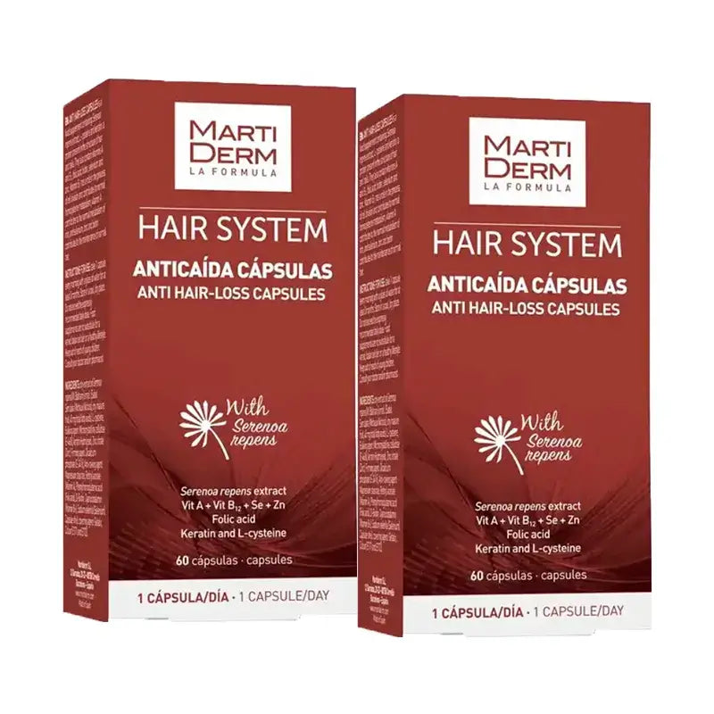 Martiderm Hair System Anti-Haarausfall Kapseln, Packung 2 x 60 Kapseln