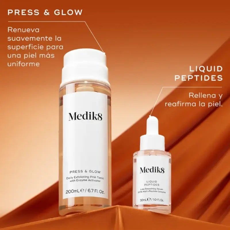 Medik8 Luminous Lift Press Glow 200 ml + Flüssige Peptide 30 ml