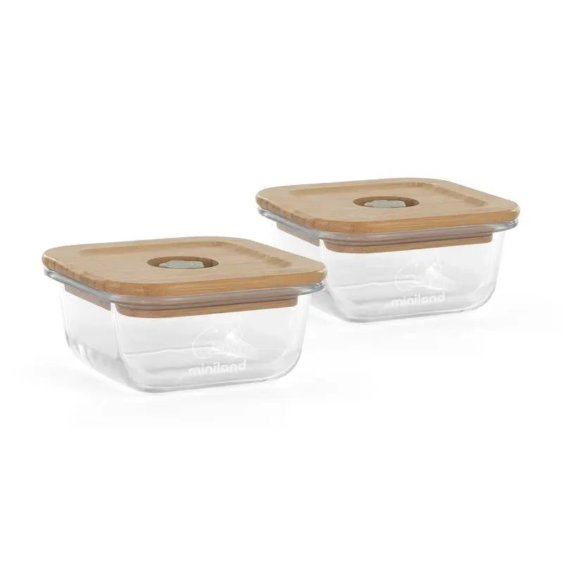 Miniland Set 2 Luftdichtes Glas Ecosquare Frosch 210Ml