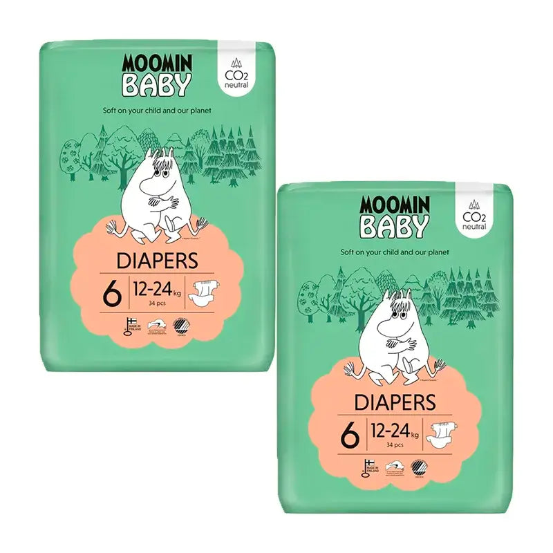 Mumin Baby Windeln Größe 6, 2 x 34 Stück