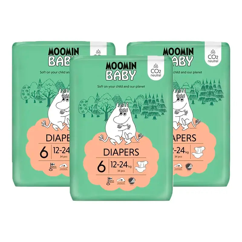 Mumin Baby Windeln Größe 6, 3 x 34 Stück