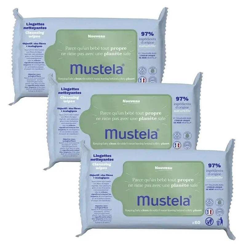 Mustela Reinigungstücher mit Avocado Bio, 3 x 60 Stück