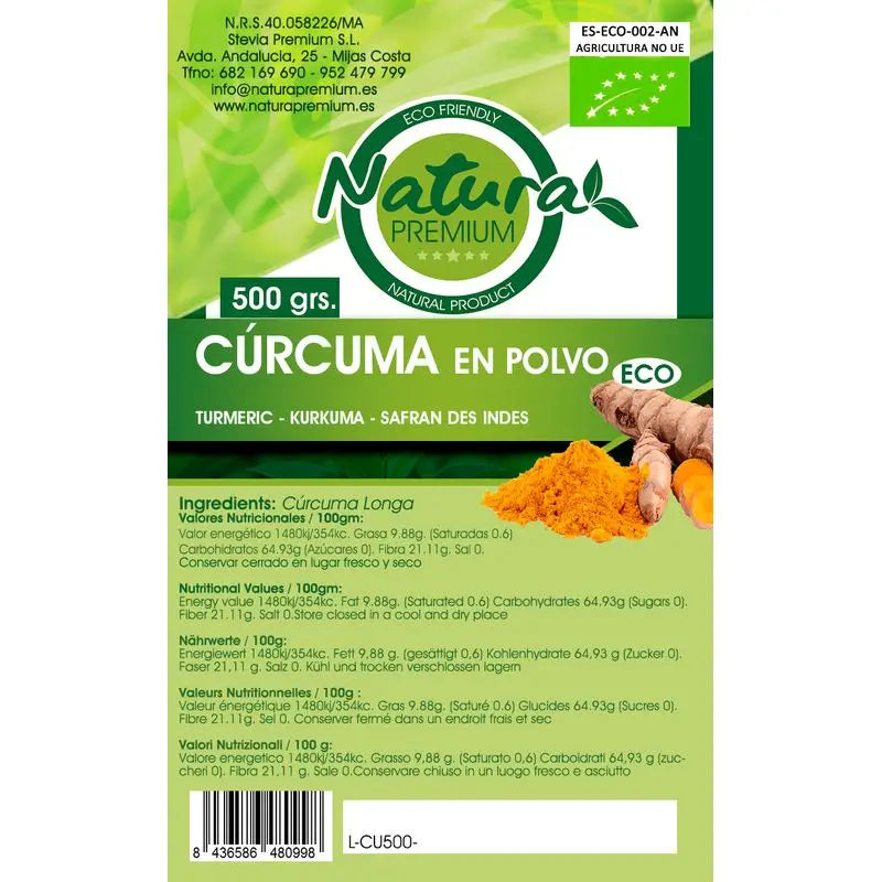 Natura Premium Bio-Kurkuma-Pulver, 500 gr