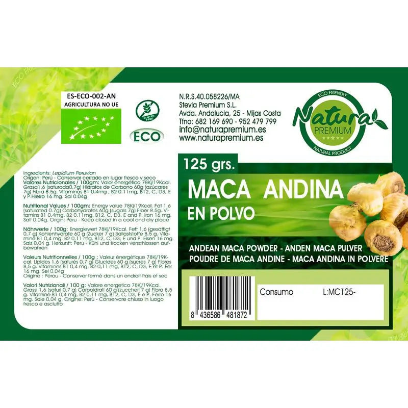 Natura Premium Maca-Pulver Bio , 125 g