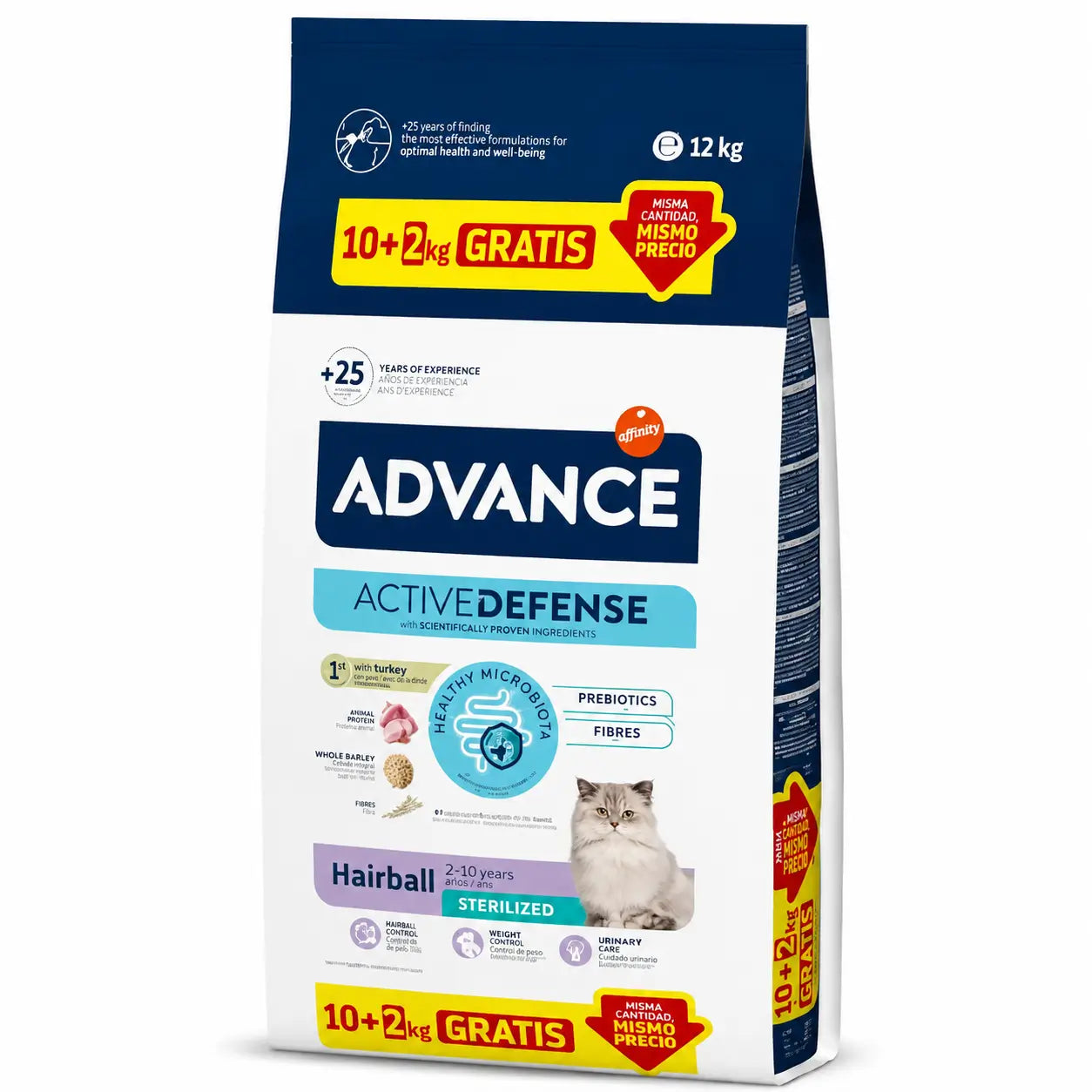 Advance Hairball sterilisiertes Katzenfutter mit Pute, 10+2 kg