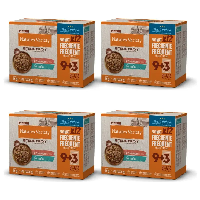 Nature'S Variety Katzenfutter (Nassfutter) mit Lachs und Thunfisch, Einzelportionen, 4 x 1,02 kg