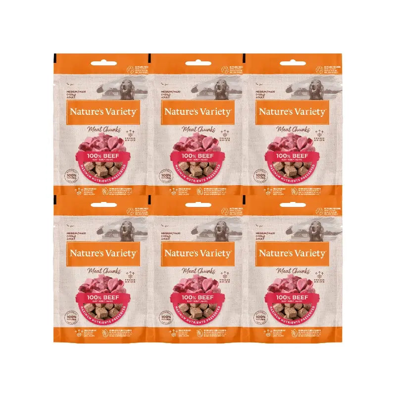 Nature'S Variety Gefriergetrocknete Hundeleckerlis „Toppers“ mit Rindfleisch, naturbelassen, 6 x 50 g
