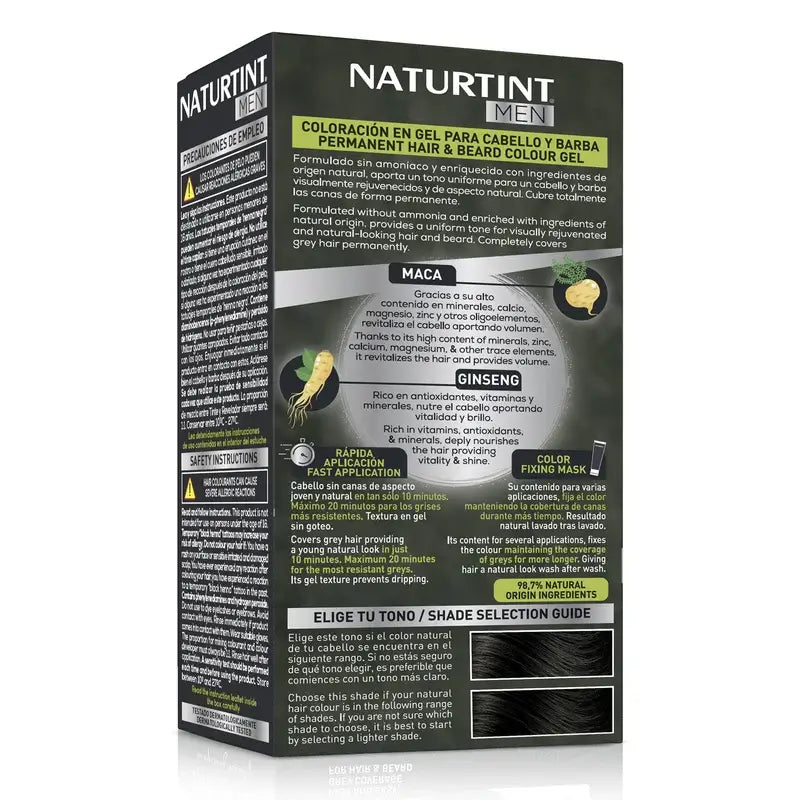 Naturtint Men Dauerhafte Haar- und Bartfärbung für Männer, Ammoniakfrei 1N - Schwarz