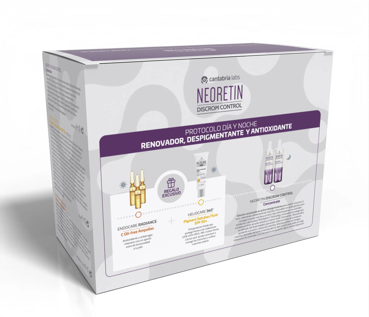 Neoretin Pack Discrom Concentred + Heliocare 360º Pigmentlösung SPF50+ Endocare Radiance Samples