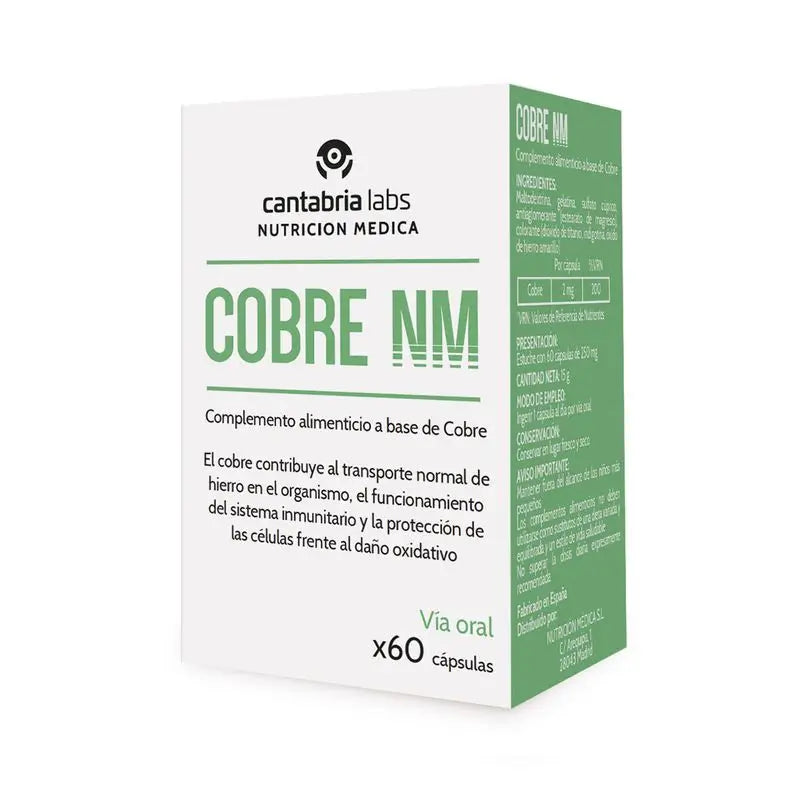Kupfer NM 60 Kapseln, Cantabria Labs Medizinische Ernährung