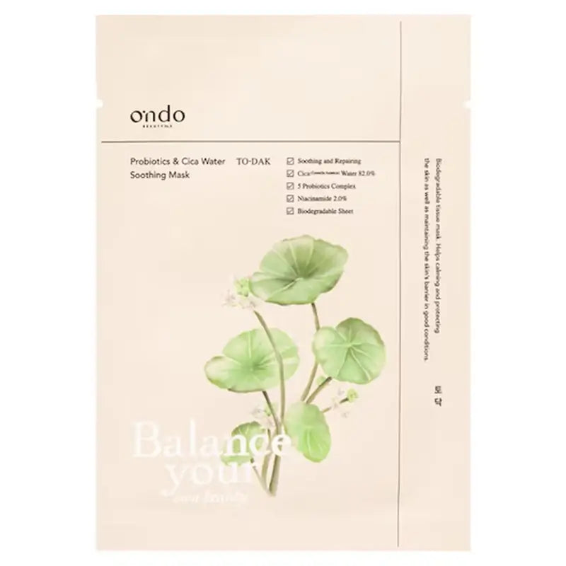 Ondo Beauty 36.5 Probiotika & Cica Wasser Beruhigende To-Dak Maske, 25 gr