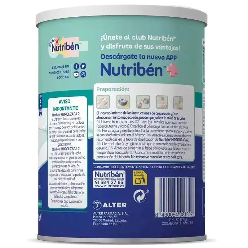 Nutribén Hydrolysed 2 Milch Fortsetzung, 2 X 400 g