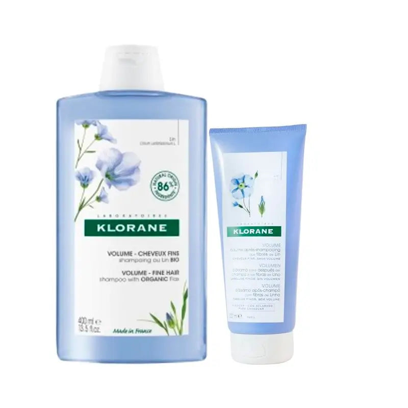 Klorane Pack Champú al Lino Bio, 400 ml + Klorane Acondicionador al Lino Bio, 200 ml