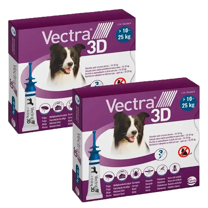 Vectra 3D Hund 10-25 kg, Pack 2 x 3 Pipetten