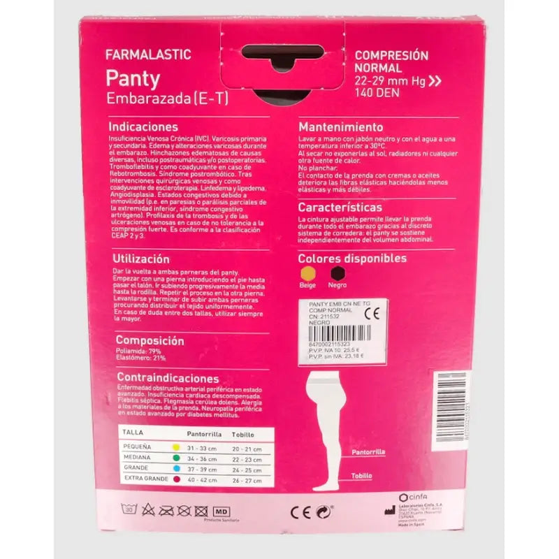Farmalastic Pregnant Normal Compression Pantyhose Schwarz, Größe Large