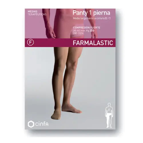 Farmalastic Compression Pantyhose Strong Compression Left Leg, Large Size