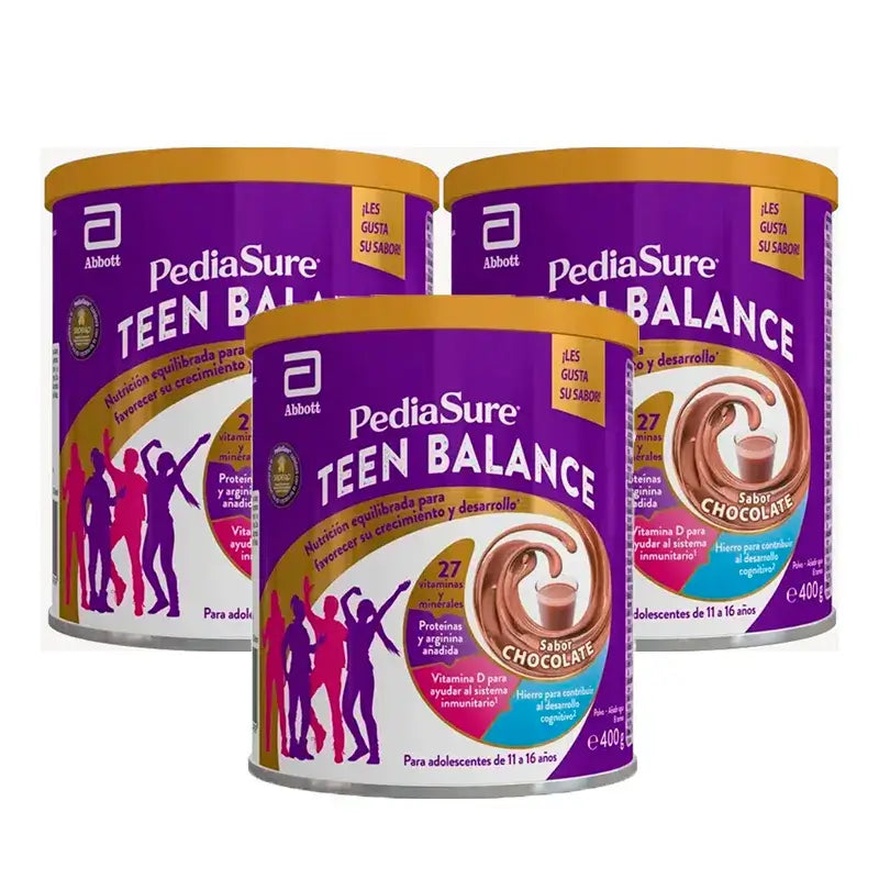 Pediasure Teen Balance Schokoladenpulver Teenager-Nahrungsergänzungsmittel Packung 3 x 400 g
