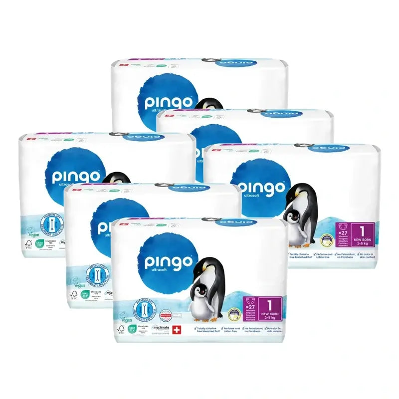 Pingo Ökologische Windeln Größe 1 (2-5 Kg), 6X27 Einheiten