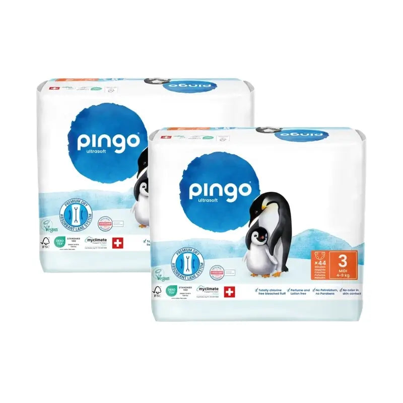 Pingo Ökologische Windeln Größe 3 (4-9 Kg), 2X44 Einheiten