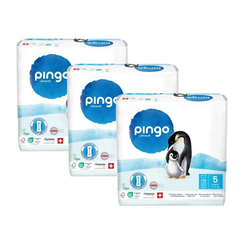 Pingo Ökologische Windeln Größe 5 (11-16 Kg), 3X36 Einheiten