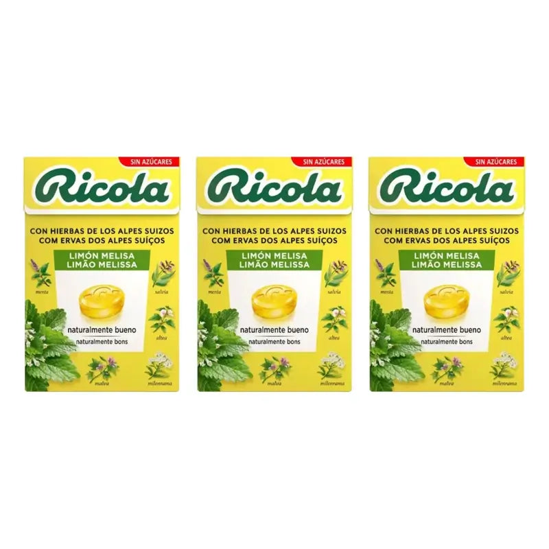 Ricola Zuckerfreie Bonbons Zitrone Packung 3 x 50 g