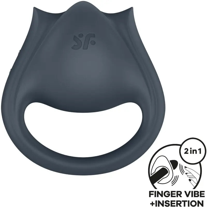 Satisfyer Perfect Pair 2 Multivibrator 2 in 1 Penis Ring & Finger Stimulator Grau