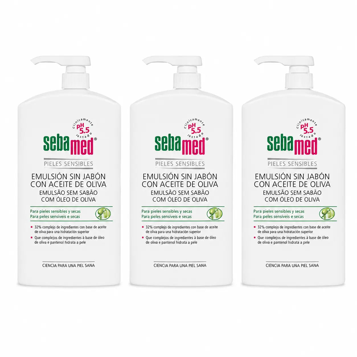 Sebamed Seifenfreies Emulsionsgel mit Olivenöl 1000 ml, Packung 3
