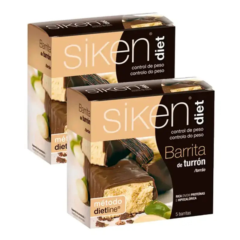 Siken Diet Barrita Turrón, Packung 2 x 5 Einheiten