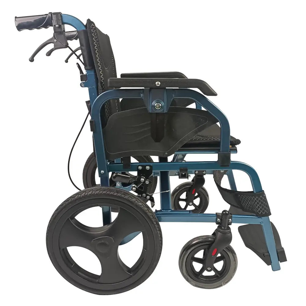 High-End-Transportrollstuhl aus Aluminium mit Polsterung, 43 cm