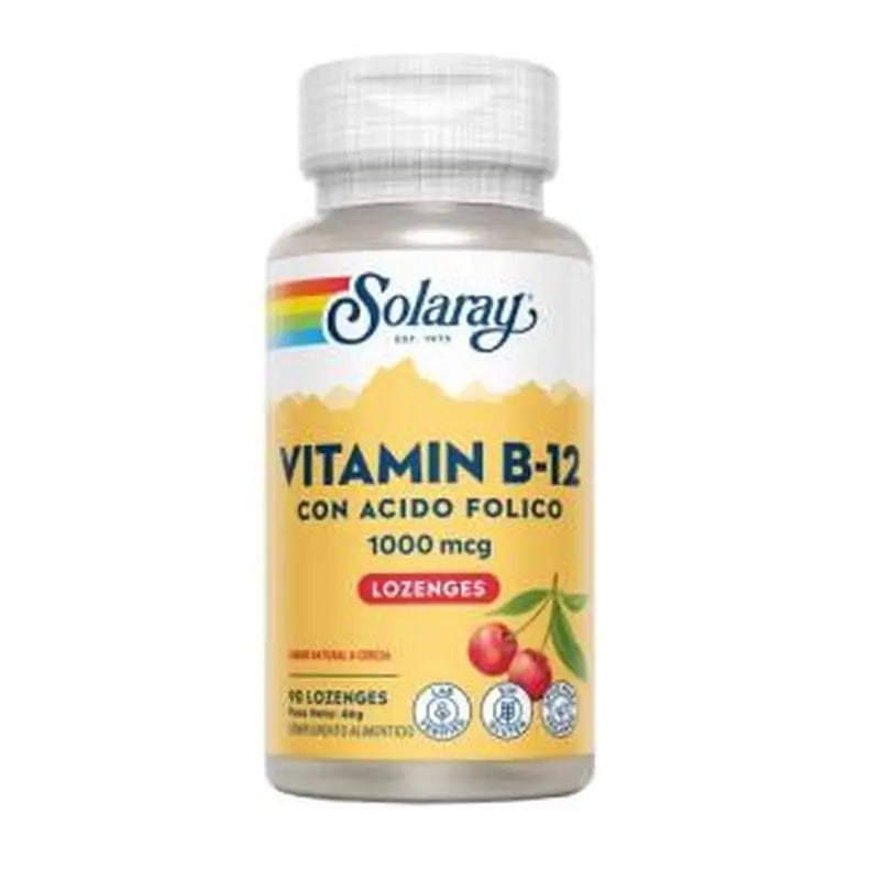 Solaray Vit. B12 + Acido Folico 1000Mcg. 90Comp Sublingual