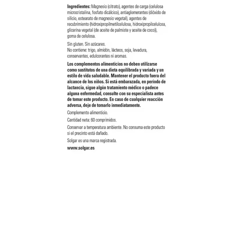 Solgar Magnesiumcitrat, 2x120 Tabletten