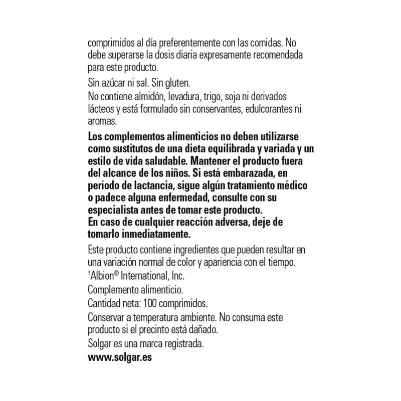 Solgar Chelat-Magnesium, 100 Tabletten