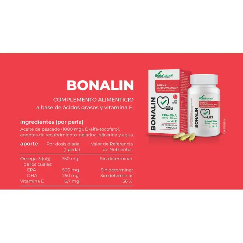 Soria Natural Bonalin Epa 500mg + DHA 250mg mit Vitamin E, 30 Perlen